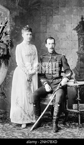 La princesse Alexandra de Grèce et le grand-duc Paul Alexandrovitch de Russie. Photographie d'engagement. Banque D'Images