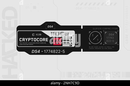 Autocollant « cyber-punk ». Autocollant vectoriel, étiquette de style futuriste. Signes, inscriptions et symboles SCI fi. Illustration de Vecteur