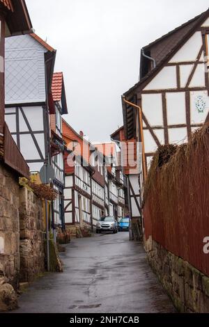 Maisons pittoresques à Bad Sooden-Allendorf dans la vallée de Werra en Allemagne, Hessen Banque D'Images