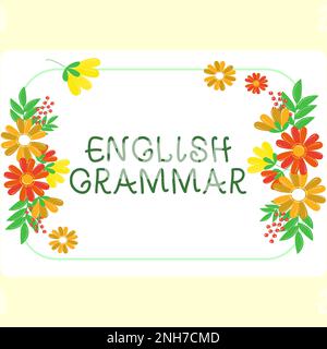 Signe écrit à la main Grammar anglais. Les cours d'approche commerciale couvrent tous les niveaux d'expression et d'écriture en anglais Banque D'Images