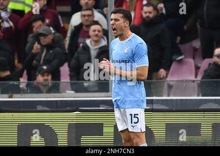 SALERNO, ITALIE - FÉVRIER 19: Nicolo’ Casale de SS Lazio en action pendant la série Un match entre les États-Unis Salerntana et SS Lazio au Stadio Arechi, Sal Banque D'Images