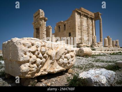 Temple Bel, détruit en 2015, dans les ruines de la ville antique de Palmyra, gouvernorat de Homs, Syrie Banque D'Images