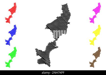Zapotitlan Tablas municipe (Free and Sovereign State of Guerrero, Mexico, Etats-Unis mexicains) map illustration vectorielle, scribble sketch Zapotitl Illustration de Vecteur