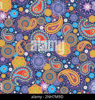 Rétro 60s/70s Paisley Bohemian hippie style motif Banque D'Images