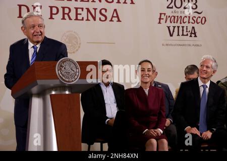 Non exclusif: 20 février 2023, Mexico, Mexique: Le président du Mexique, Andres Manuel Lopez Obrador et les gouverneurs de Mexico, Claudia Banque D'Images