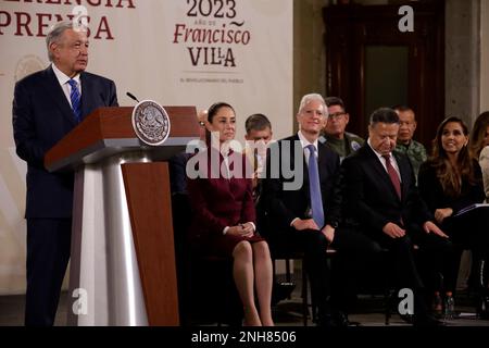 Non exclusif: 20 février 2023, Mexico, Mexique: Le président du Mexique, Andres Manuel Lopez Obrador avec les gouverneurs des États du Mexique Banque D'Images