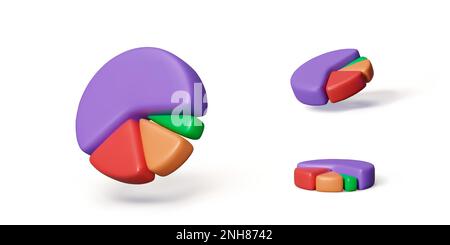 Ensemble de diagrammes circulaires. 3D rendu de graphiques circulaires pour les modèles d'infographies. Icônes de diagramme commercial. Vecteur Illustration de Vecteur