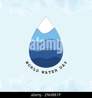 La Journée mondiale de l'eau est une journée annuelle de célébration qui souligne l'importance de l'eau douce, illustration moderne de vecteur d'aquarelle Illustration de Vecteur