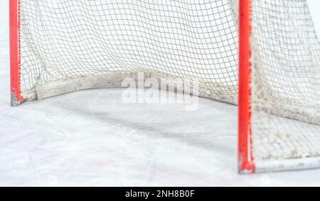 détail d'un but de hockey sur glace Banque D'Images