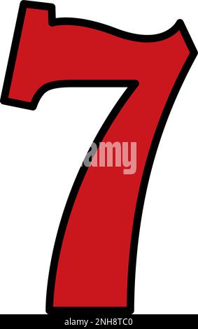 Casino de couleur isolé numéro sept icône Vector Illustration de Vecteur