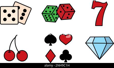 Ensemble de différentes icônes de casino Vector Illustration de Vecteur