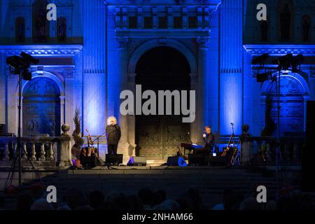 Italie, Varallo Sesia, Angelo Branduardi en concert Banque D'Images