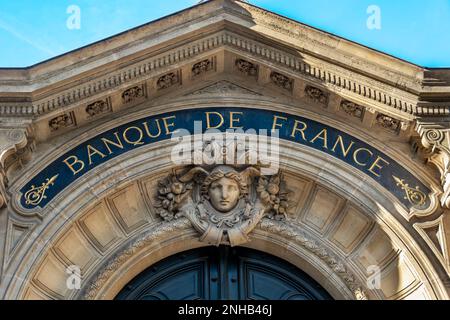 Vue extérieure du siège de la Banque de France, banque centrale de France faisant partie du système monétaire de l'euro Banque D'Images