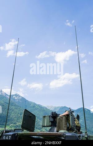 Suisse, Canton du Tessin, Magadino-locarno, exposition militaire Banque D'Images