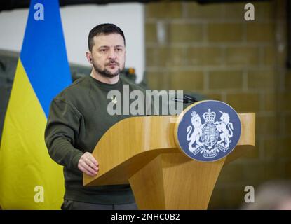 VOLODYMYR ZELENSKY Président de l'Ukraine lors de sa visite au Royaume-Uni le 8 février Banque D'Images