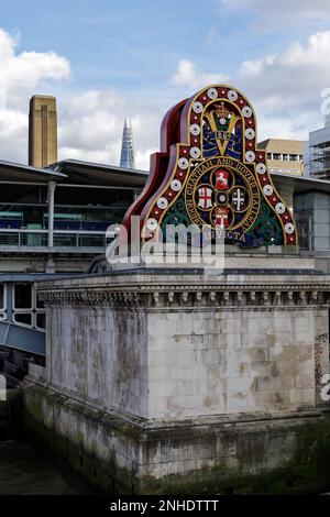 Londres, Royaume-Uni - 11 mars : site de l'ancienne compagnie de signe sur la rive sud de la Tamise à Londres le 11 mars, 2019 Banque D'Images