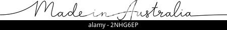 Fabriqué en Australie - mot avec une ligne continue. Dessin minimaliste de l'illustration de phrase. Australie - illustration continue d'une ligne. Illustration de Vecteur