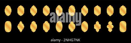 Ensemble de fenêtres dorées islamiques. Arcs traditionnels de symbole vectoriel. Fenêtres arabes arches différentes formes pour la mosquée, illustration de l'architecture musulmane. Illustration de Vecteur