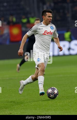 Francfort, Allemagne. 21st févr. 2023. Hirving Lozano de Naples pendant l'Eintracht Francfort vs Naples, match de football de la Ligue des champions de l'UEFA à Francfort, Allemagne, 21 février 2023 crédit: Agence de photo indépendante/Alamy Live News Banque D'Images