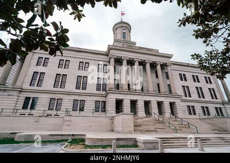 Tennessee State Capitol, Greek Revival 1845-1859 bâtiment législatif et terrain abritant la tombe du président James K. Polk, Nashville, Tennessee Banque D'Images