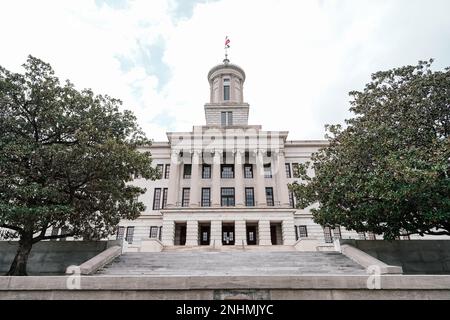 Tennessee State Capitol, Greek Revival 1845-1859 bâtiment législatif et terrain abritant la tombe du président James K. Polk, Nashville, Tennessee Banque D'Images