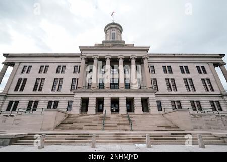 Tennessee State Capitol, Greek Revival 1845-1859 bâtiment législatif et terrain abritant la tombe du président James K. Polk, Nashville, Tennessee Banque D'Images