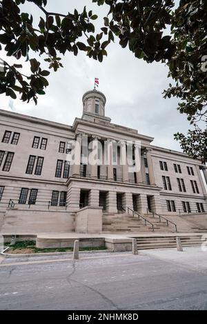 Tennessee State Capitol, Greek Revival 1845-1859 bâtiment législatif et terrain abritant la tombe du président James K. Polk, Nashville, Tennessee Banque D'Images