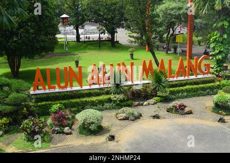 Tourisme emblématique de Malang. Place de la ville de Malang le matin Banque D'Images