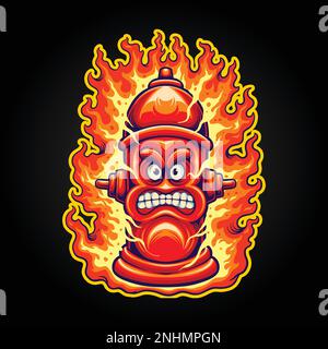 Angry Red vintage Water Plug logo illustrations dessins animés illustrations vectorielles pour votre logo de travail, t-shirt de marchandise, autocollants et dessins d'étiquettes Illustration de Vecteur