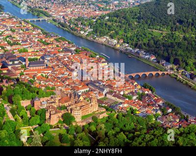 Château de Heidelberg, vue aérienne Baden Wuerttemberg Allemagne Banque D'Images