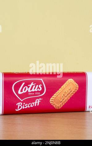 Paquet de biscuits ou de biscuits Lotus Biscoff, Royaume-Uni Banque D'Images