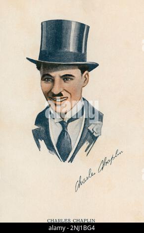 Charles Chaplin (1889-1977), comédien, humoriste, productrice et réalisateur de cine británico, conocido como Charlot. Dibujo. Banque D'Images