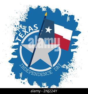 Jour de l'indépendance TEXAS 2 mars drapeau ruban logo icône, illustration moderne de vecteur d'arrière-plan Illustration de Vecteur