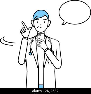 femme médecin avec couche blanche, dessin de ligne simple Illustration de Vecteur