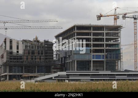 La construction du siège d'Amazon sur le site du River Club à Cape Town, en Afrique du Sud. Banque D'Images