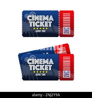 Billet de cinéma. Admettre une entrée de coupon. Bande de film sur les billets. Cinéma, théâtre. Illustration de Vecteur