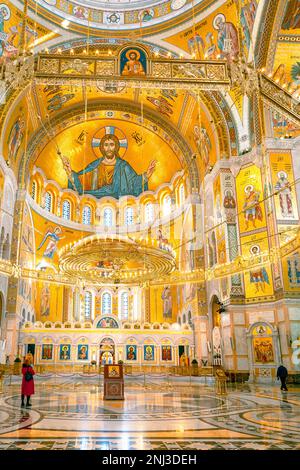 Magnifique icône de la mosaïque orthodoxe dans le Temple de Saint Sava, Belgrade Serbie. Balkans. Banque D'Images