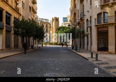 Vue sur la place Nijmeh à Beyrouth. Architecture traditionnelle dans la vieille ville de Beyrouth. Liban. Banque D'Images