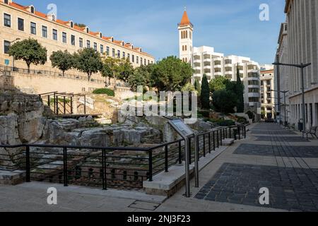 Ruines des thermes romains de Berytus à Beyrouth, Liban. Banque D'Images