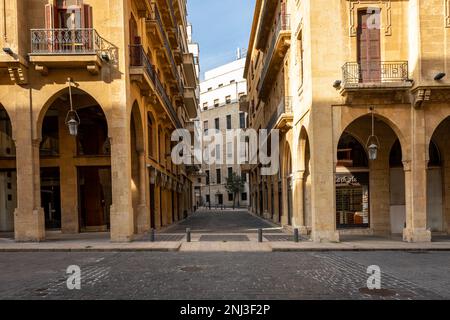 Vue sur la place Nijmeh à Beyrouth. Architecture traditionnelle dans la vieille ville de Beyrouth. Liban. Banque D'Images