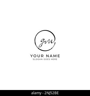 G, M, GM lettre initiale manuscrite et logo vectoriel de signature. Modèle d'entreprise en dessin au trait de forme ronde Illustration de Vecteur