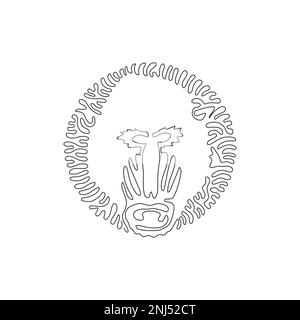 Un seul dessin de ligne continue de foreuse de bête effrayante. Dessin en ligne continue dessin vectoriel style d'illustration de meneuse a de longues dents canines Illustration de Vecteur