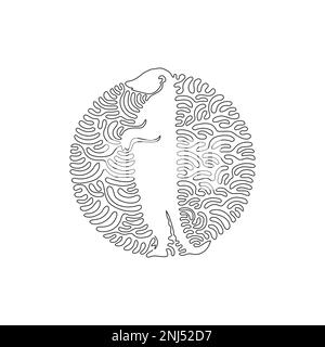 Simple curly un dessin de ligne de l'art abstrait méerkat drôle Ligne continue dessin graphique dessin vectoriel illustration de mammifère omnivore Illustration de Vecteur