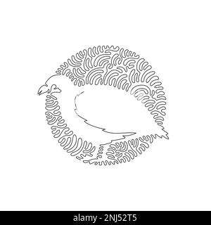 Dessin continu d'une ligne de courbe de l'art abstrait des quails drôles en cercle. Illustration d'un vecteur de contour modifiable sur une seule ligne pour les petits oiseaux à queue courte Illustration de Vecteur