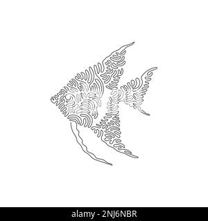 Courbe continue un dessin de ligne de beau angelfish art abstrait Illustration vectorielle modifiable à une seule ligne de poissons angéliques fins et corsés Illustration de Vecteur
