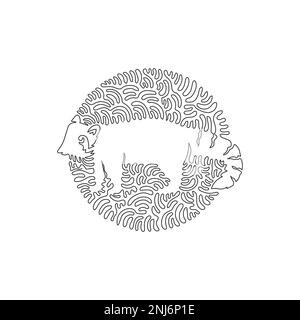 Simple curly un dessin de ligne d'adorable panda rouge art abstrait Dessin en ligne continue dessin vectoriel illustration de long queue mignon mammifère Illustration de Vecteur