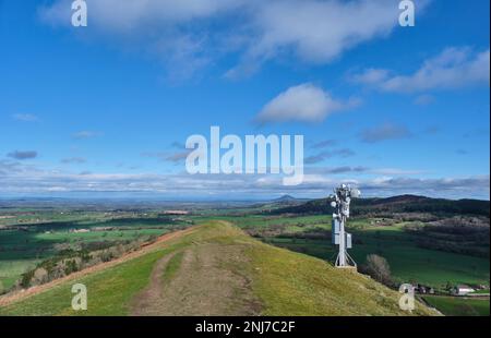 En regardant vers le Wrekin depuis le Lawley, près de Church Stretton, Shropshire Banque D'Images