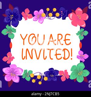 Affichage de l'affiche vous êtes invité, présentation de l'entreprise réception et invitation à un événement Joignez-vous à nous pour célébrer Banque D'Images