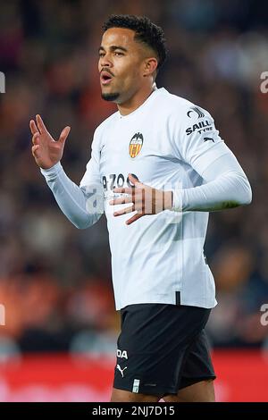 Justin Kluivert de Valencia CF pendant le match de la Liga entre Valence et le Club Athlétique joué au stade Mestalla sur 11 février à Valence, Espagne. (Photo de PRESSIN) Banque D'Images