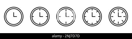 Ensemble d'icônes d'horloge et d'heure vectorielles.conception de la collection d'icônes d'horloge. Ensemble horizontal de symbole d'icône d'horloge analogique .icône de flèche circulaire.illustration vectorielle. Illustration de Vecteur